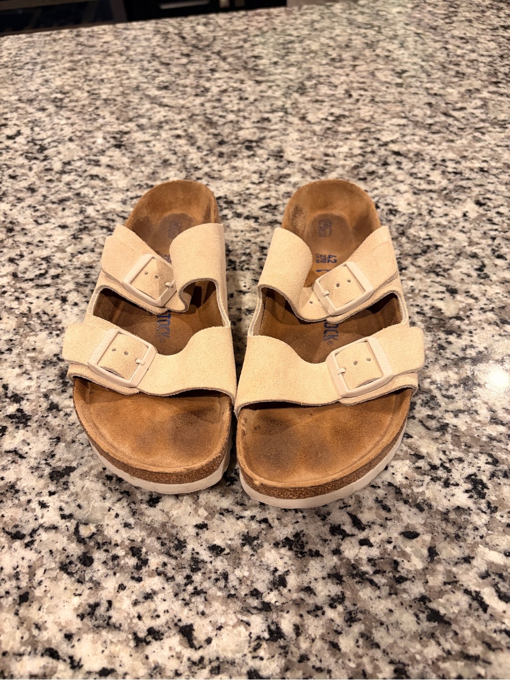 Birkenstock Light Tan Women’s 42/ 11 to 11.5 W Double-Buckle Slide Sandals